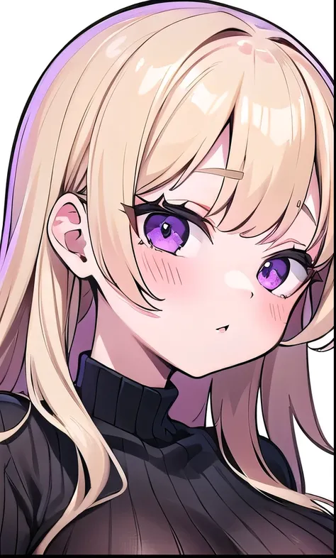   1 girl,   short 、blonde , Blonde、Long Hair, Curly hair、 purple eyes ,  1 girl 、((( Details、 beautiful face))) outside、 Big Breasts 、Bitch、Big Breasts,  , pink lips、  knight 、Best shadow、Best lighting、（(( Long Sleeve 、Thick knit、 dress、Thin tights、Moco Mo...