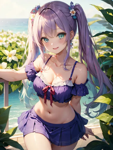 Glasses、小さな girl、The Arrival of Spring、Thick Ass、 (Alone:1.5,) super detailed, bright color , very beautiful detailed anime face and eyes, look straight ahead , ;d, Sparkling_skin, girl, (( gradient hair, , Half Blue、 Half pink hair : 1.2)), 、amount(For...