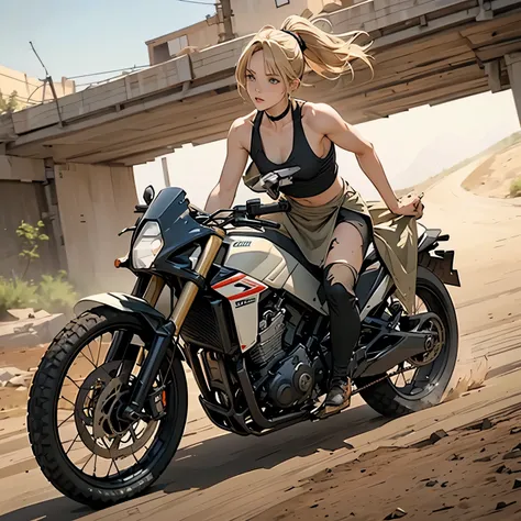 nsfw, very long shot, ANIME SCREENCAP, 16k, perfect anatomy proportion body,  action,  dynamic composition with a sense of speed and dynamism , (Ride an off-road bike:1.6), a wife, 40age, perfect beautiful delicate sexy face, perfect beautiful delicate eye...