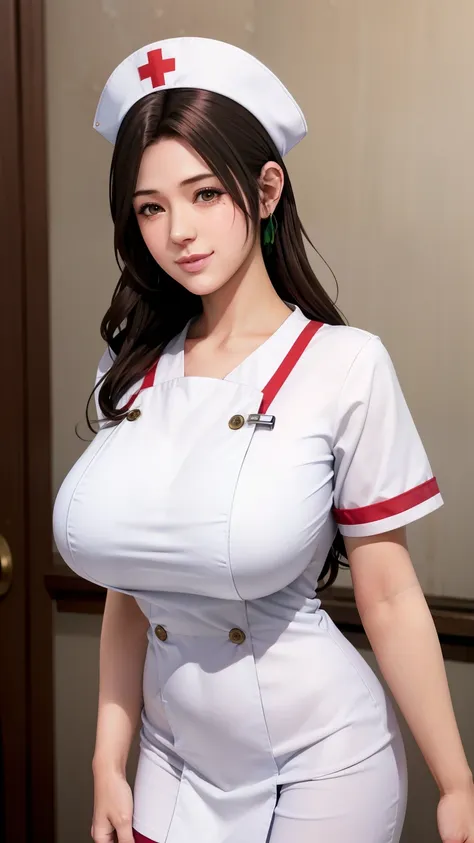 white nurse uniform, white nurse hat, nurses room background , sayuri,  anime cell style ,  best quality,  high definition ,  1 ...