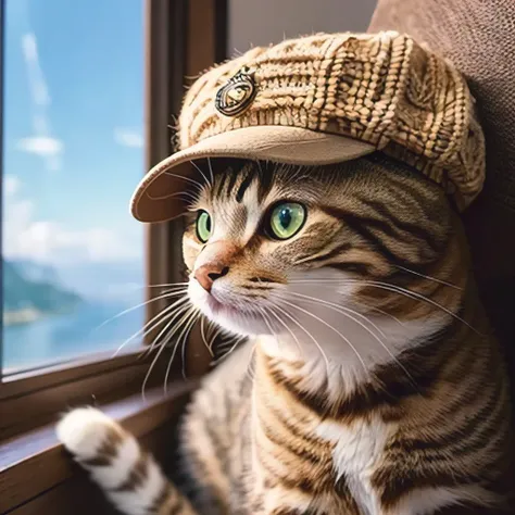 masterpiece, best quality, ultra-detailed, realistic, (1cat:1.1), (hat),jewely