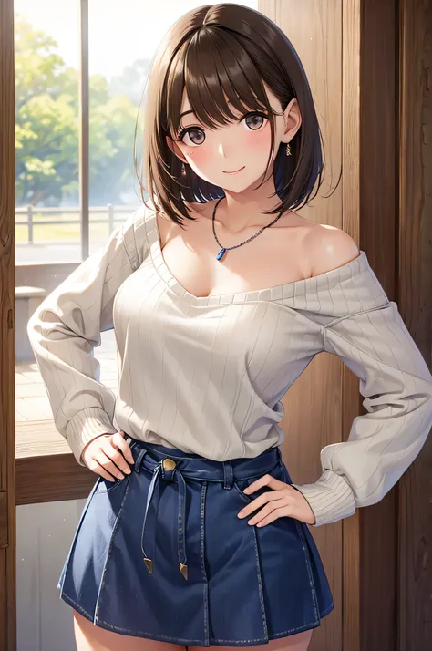  place your hands on your hips no 、 shiny brown hair ,  short hair on the side of the uniform, ( Beautiful Brown Eyes 、Sparkling Eyes, fine grain)、smile、 super detailed eyes 、 high definition facial,  High Detail Eyes, COWBOY SHOOTING 、



( best quality、8...