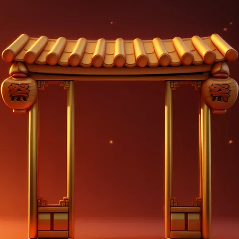 torii, 3d, red, gold