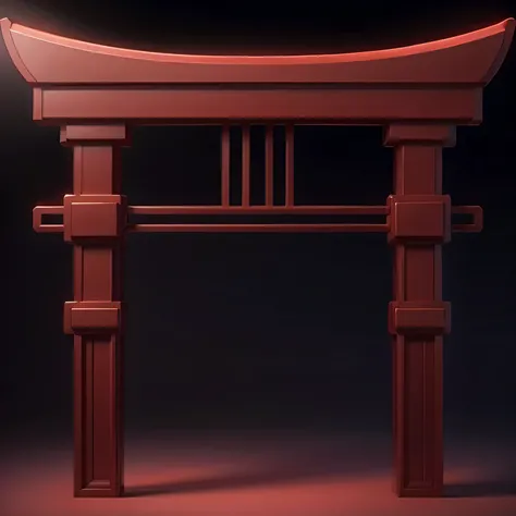 torii, 3d, red, cartoon