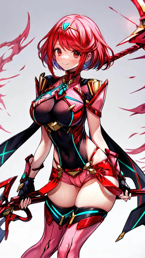 masterpiece, best quality, integrated scenery, integrated background, extremely delicate and beautiful, meticulous details, good composition, , cute face, perfect face, perfect hands, best quality, pyra (xenoblade), young_teen_1girl, armor, bangs, black gl...