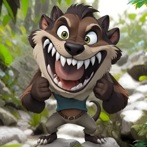 cartoon of a tazmanian devil with a big smile on his face, animation character, animated character design, cartoon character, in the croods movie style, cartoon creature, toon render keyshot, animated movie still, 3 d animated movie, animated film, animati...