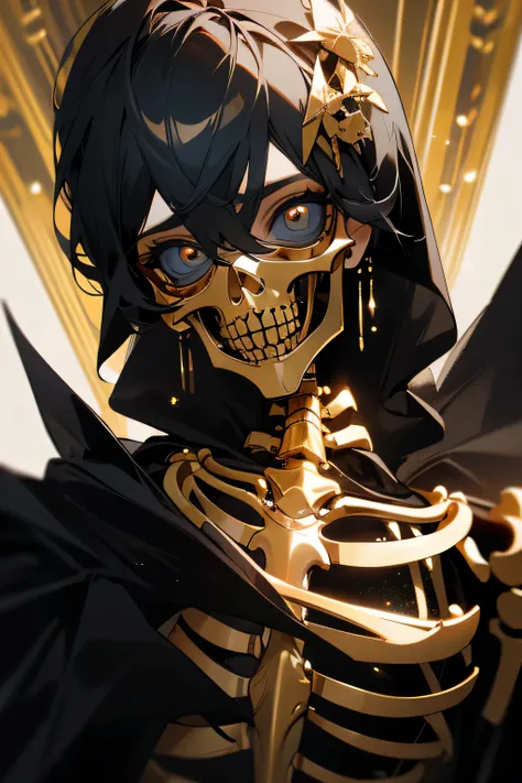 skeleton, black, gold, duality, dead. 