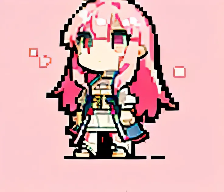 Chibi,Anime,Long hair,Have bangs,Pink eyes,Pink hair