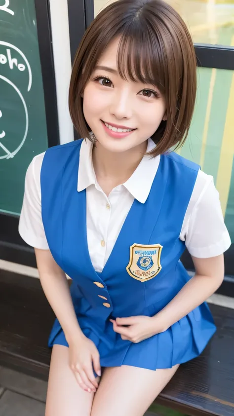 A cute 28 year old Japanese woman 、Cafe、 party-like bright atmosphere 、Super Detail Face、 pay attention to the details with the hem of the clothes、 double eyelids、Beautiful thin nose、 clear focus:1.2、 pretty woman smiling at school:1.4、( light brown hair ,...