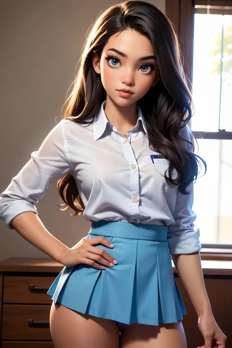 (masterpiece), best quality, expressive eyes, perfect face.  An American college girl, in a college uniform. Shes pulling up her skirt and showing her underwear under her skirt.