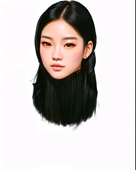 a woman with long black hair and a black top, detailed face of a asian girl, artwork in the style of guweiz, in the art style of bowater, south east asian with round face, realistic. cheng yi, asian face, korean girl, 🤤 girl portrait, made with anime paint...