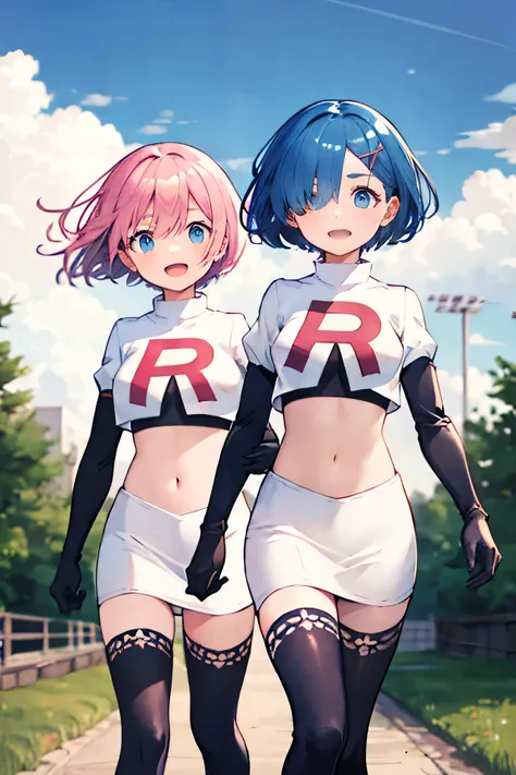 masterpiece,  best quality, high agains,  two girls,multiple girls,aaagainm,  short hair on the side of the uniform, blue hair, ...