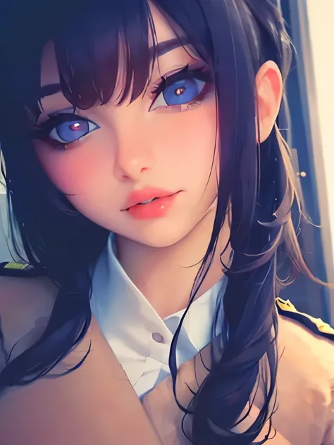 8K, Best Quality, 1girl, (skindentation), Night, (Dark), Clear Background Indoors, (People), Beautiful Bangs, Gorgeous,, (Clothing and Uniform:1.3),Soft Lighting, Attractive, Dark Room, (Mouth Closed:1.2, Beautiful Eyes, Detailed Eyes, Detailed Iris, Beaut...