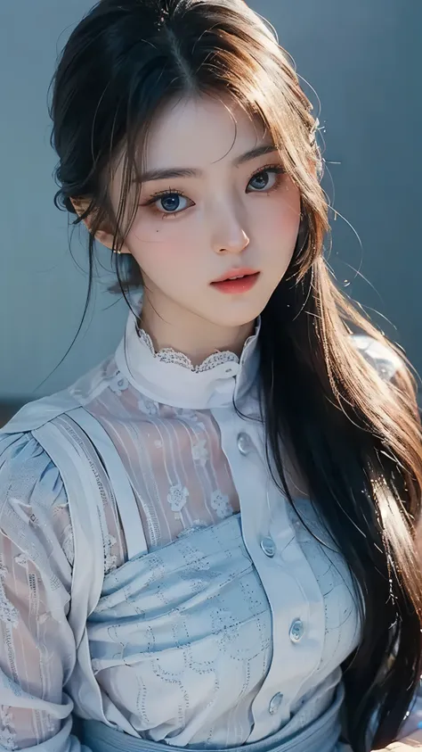 (masterpiece), ( top ), ( High Quality Details), (illustration), ( Watch 1 female ), Staring at the viewer , (Interview), Beautiful, Detailed Eyes , delicate and beautiful face , Floating , (High saturation), (shining), blue sky, Bright and beautifu...