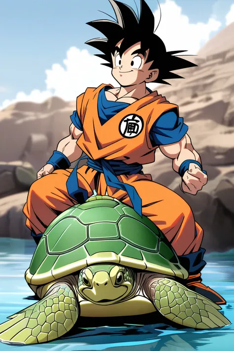 A fusion between Goku and a turtle.
