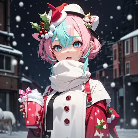 anime girl with a pink dress and a pink bag, holding a pudica pose, anime barbie in white, pink twintail hair and cyan eyes, white cat girl, pale young ghost girl, inspired gacha club game, anime styled 3d, style of magical girl, kawaii aesthetic, creepy k...