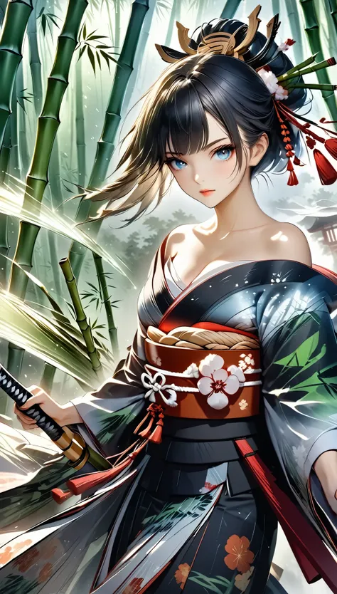 [core concepts]  the subjects were、 cut a bamboo stalk placed in the center from the front with a japanese sword。., 
[ character...