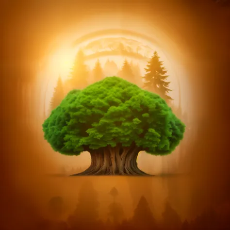 a picture of a logo with a tree in the middle, on clear background,