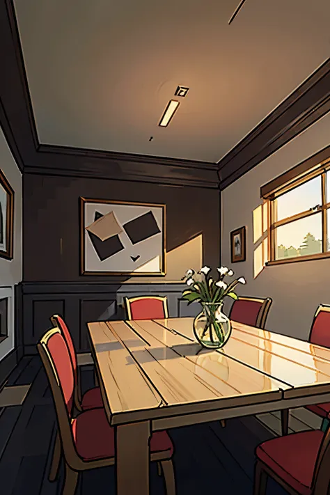 background for a visual novel , An empty dining room table, Without food.