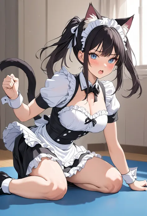 wrestling maid with cat ears