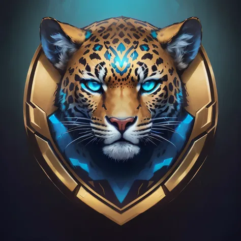 a close up of a leopards head with a blue background, jaguar head tattoodesign, jaguar, trending on artstation 4k, tiger_beast, league of legends champion, by Adam Marczyński, panther, trending on artstation hd, award winning on artstation, nasus, jen bart...