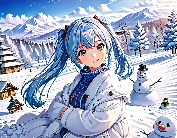 (( best quality)),( super A high resolution ),(Ultra-detailed),(Detailed depiction),(( best anime)),( Best Artwork ),Ultra-detailed art, the art of amazing depiction,Overwhelming depiction:1.5, ( one girl who is at ease:1.5),  light blue long hair、 girl wi...