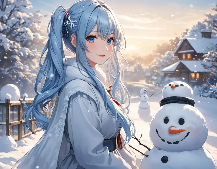 (( best quality)),( super A high resolution ),(Ultra-detailed),(Detailed depiction),(( best anime)),( Best Artwork ),Ultra-detailed art, the art of amazing depiction,Overwhelming depiction:1.5, ( one girl who is at ease:1.5),  light blue long hair、 girl wi...