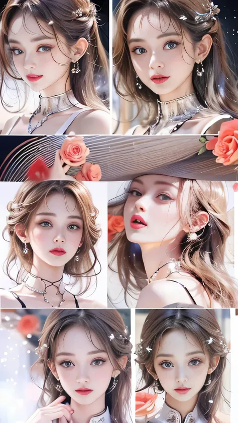 Super premium graphics，8K HD CG works，high quality graphics，High-definition and exquisite CG works，Ultra-fine details：1.1，Realistic photo effects，Interior lighting effects：1.5，natural soft light：1.5,（Virtual light effects：1.8），shining dress，sliver long hai...