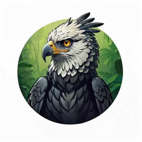 a highly detailed and realistic logo, harpyeagle, detailed feathers, sharp talons, piercing eyes, abstract geometric shapes, metallic sheen, photorealistic, 8k, professional design, award winning, elegant, powerful, (best quality,4k,8k,highres,masterpiece:...