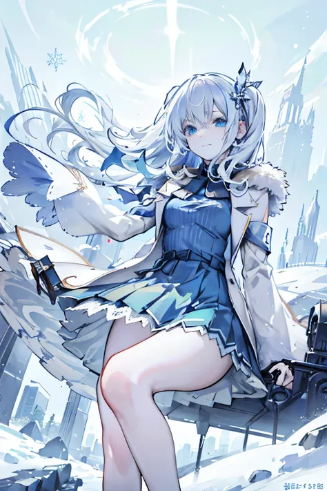 masterpiece,  Very detailed,  super detailed, cold, Alone, (***1 person), (Pale skin),   Ice Blue Eyes, Cold white hair, Cool Characters, Flat face,  young woman, MS. Chara, Moderate , arrogant, confident, cold face, goddess, Cool kudley girl, (Snow Scene)...