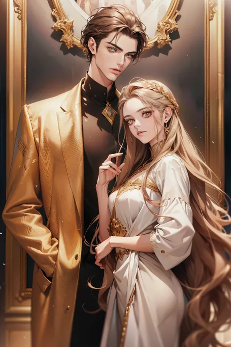 (absurd, high resolution, ultra detailed), When I noticed a painting on the wall.
It was a portrait of my family.
Zephyr stood beside. Valendrya. Her Dark hair and golden eyes highly resembled me. 
I stood in front of her With Valsendrake and Icarus standi...