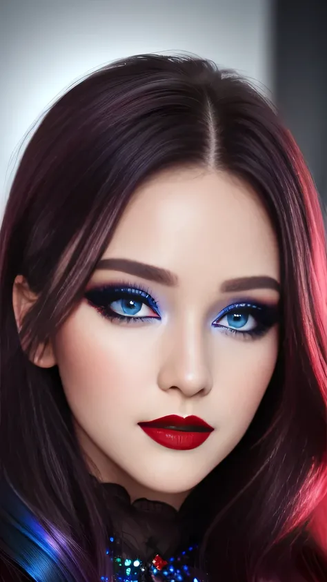 Ultra-realistic movie master pie with ultra-detailed primetime portraits, high quality, 8K, table top, Ultra HD), 1 girl 25 years old、fashion supermodel, ((Random style and color hair)), masterpiece, high quality, high quality, High resolution、(close up of...