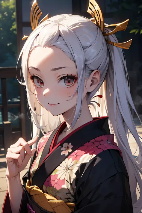 masterpiece,  best quality, [Crazy_eye],  Ultra Detailed , fog,  Software , (Expressionless),kimono,geisya,Japanese kimono,beautiful things,evil smile 