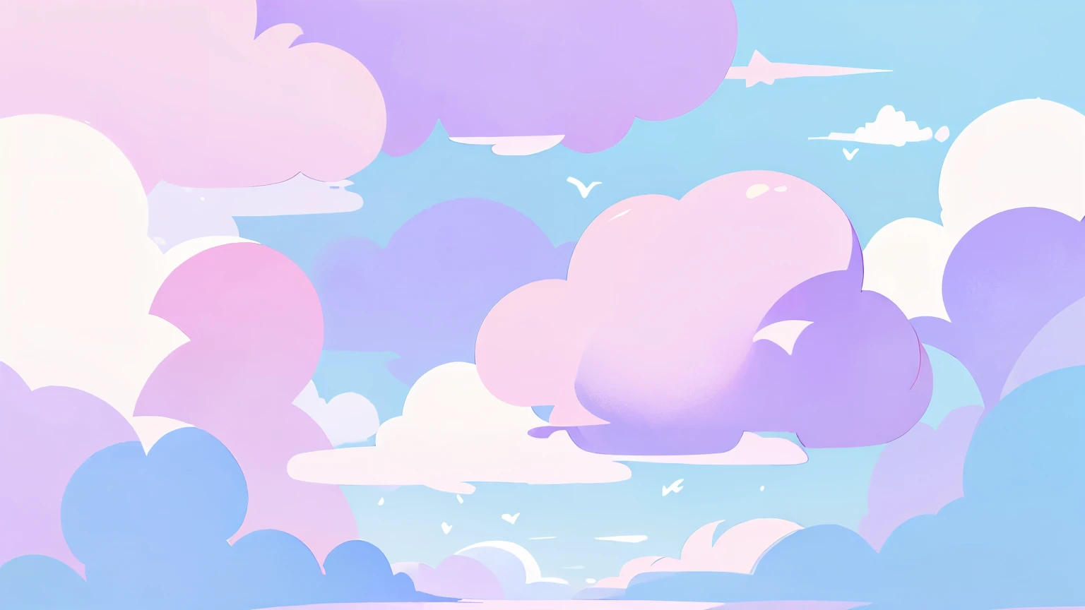 Cloud Above Cloud Background Illustration 、 Light Pastel Clouds、pink、Purple、light blue、 bright 、 Pastel Style Gentle Atmosphere、