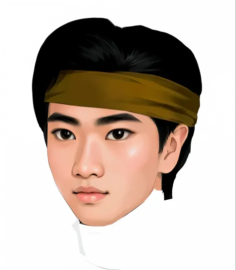 a close up of a person wearing a headband with a black background, detailed face of a asian boy, digital art portrait, inspired by Zhang Han, digital drawing, digital portrait, inspired by Oka Yasutomo, asian face, south east asian with round face, realism...
