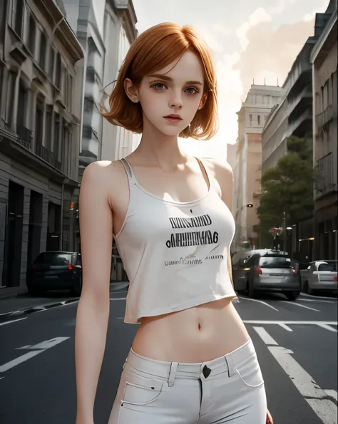 emma watson ginger girl,very pale skin full of freckles, very bulging eyes, very ginger hair, very very very thin legs and very very very thin arms,backlighting, very thin face, bulging eyes, pale white skin, very freckled, very thin, very very large puffy...