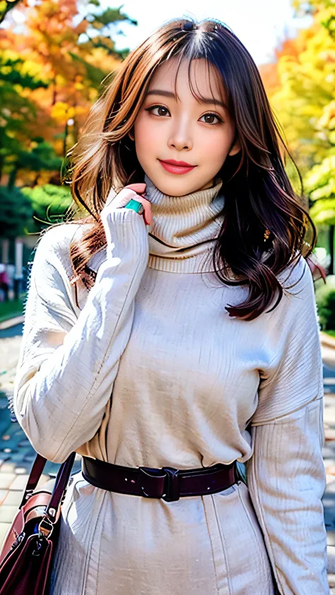 seed:2208145132.(close-up:1.2)),(( best quality, 8k, masterpiece: 1.3)), concentrated: 1.2, Cute 1, nipples standing、  perfect beauty: 1.4,(( 黒色Japanese woman dressed in an elegant autumn and winter outfit. She wears a long beige A-line coat with a waist b...