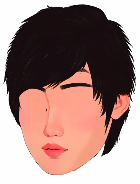 The cartoon a close up of a man with a black hair and a pink lipstick, south east asian with round face, detailed face of a asian man, inspired by Takehisa Yumeji, asian face, with round face, detailed face of a asian boy, young cute wan asian face, cartoo...