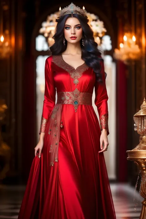 (( best quality)), ((masterpiece)), (  Details),  
QUEEN OF NIGHT,
RED SILK LONG DRESS,
BEAUTIFUL AND GRACEFUL,
GODDESS ,
EXELLENT ART LEVEL,
ASH COLOR HAIR,
blue eyes,
