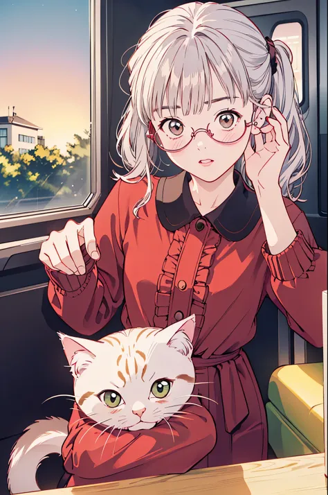 (8k、top-quality、masterpiece:1.2)、(Realistic、Ultra-detailed、 super A high resolution 、 1 girl, ,Beautifully detailed face, perfect body for a lawn,(( ponytails bleeding from the vagina、 Silver Hair)),((Daytime)),narrow、( slim waist :1.3)、 beautiful detai...