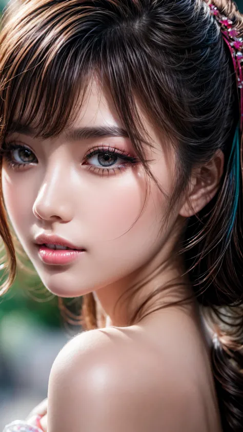 Realistic (photorealistic Realism), (high resolution), (intricately detailed digital art), (ultra realistic texture details: velvety skin, hair), (ultra quality), professional photography, (glamour shot of Japanese woman:1.3), (intricately detailed realist...