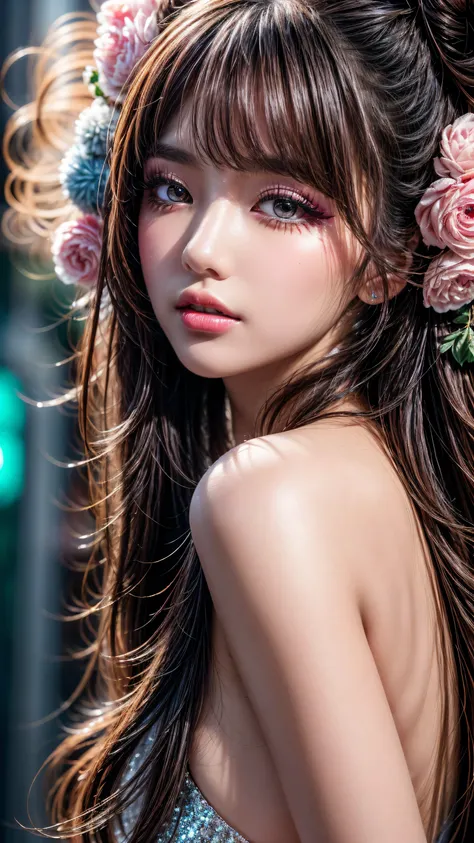 Realistic (photorealistic Realism), (high resolution), ((intricately detailed digital art)). (ultra realistic texture details: velvety skin, hair.), (ultra quality), professional photography, (glamour shot of Japanese woman:1.3), (intricately detailed real...