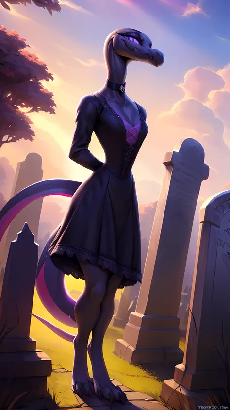 uploaded on e621, ((Salazzle)) by Pixelsketcher, by Bayard Wu, by Thomas Benjamin Kennington , by Einshelm, anthro, ((full body focus)), BREAK, ((dress:1.2)),wearing black victorian dress, long flowing dress, long sleeve victorian dress, dress flowing down...