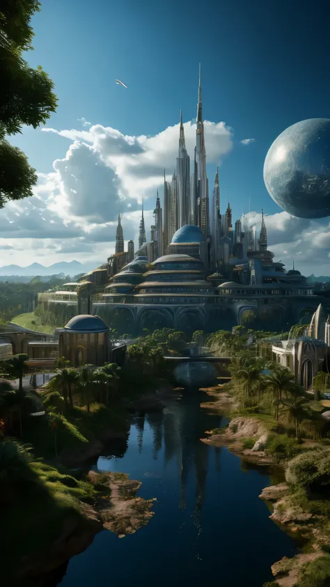 A cyberpunk fantasy world with huge castles and skyscrapers floating in the air Top Quality Near Future Super Delicate Super High Quality Ultra High Definition Utopia 8K Huge Waterfall Nature
Super near future、