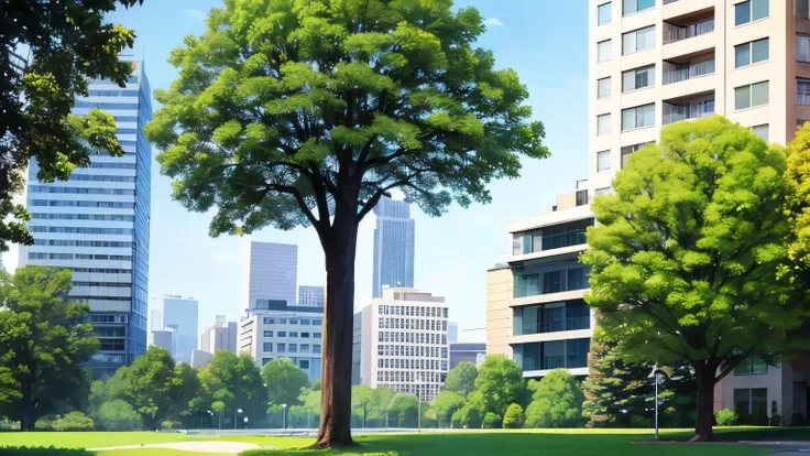 park, nature, tree, background city, building, park, 