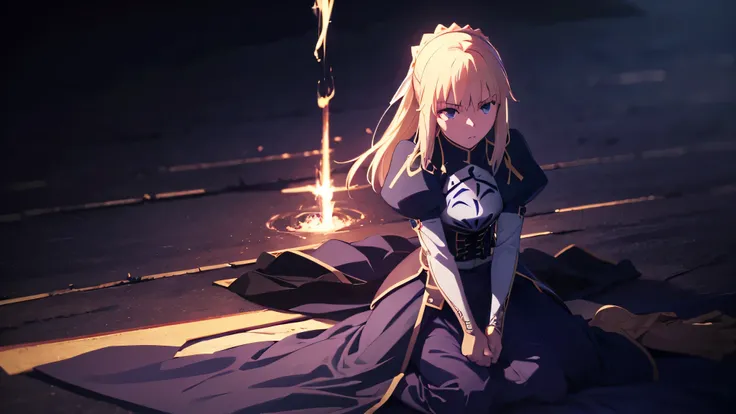 saber from fate; up to down perspective; praying for god sitting on knees; praing pose; staring on sky; mini-skirt; stockings; aesthetic; bohemian; realistic; skinny fit; emo; ; night church background; Dark fantasy ; focus on hips; goddess; solo girl; epi...