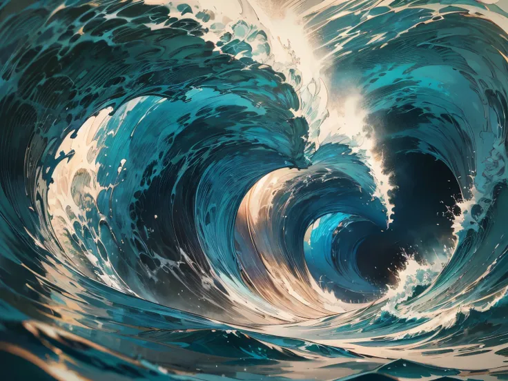 Big wave art like a torrent of water、god々Shii、White、8k high resolution, masterpiece, Artistic,