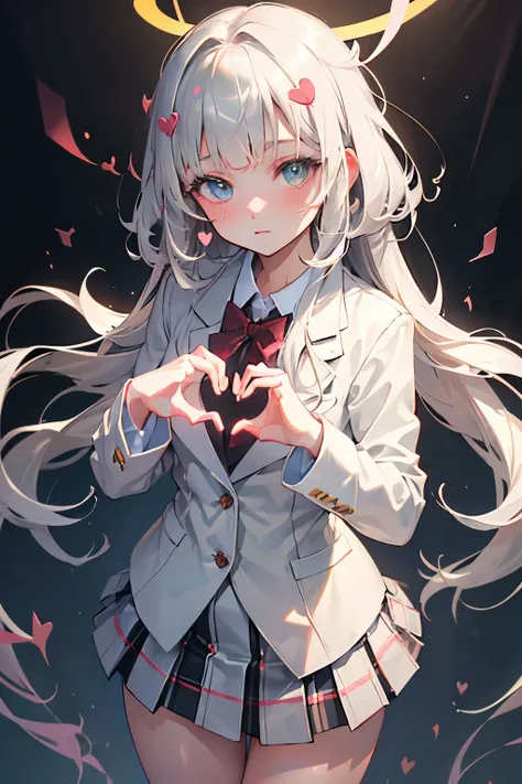 ((masterpiece)), (  Photo by Pro:1.2), ( high definition:1.3),  best quality, 8k, textured skin,  cinematic lighting , ( 1 girl ),   short, (( cute teenage girl )), (Very blunt bangs,  slightly loose curl hair , Chest length hair ,  light silver hair detai...