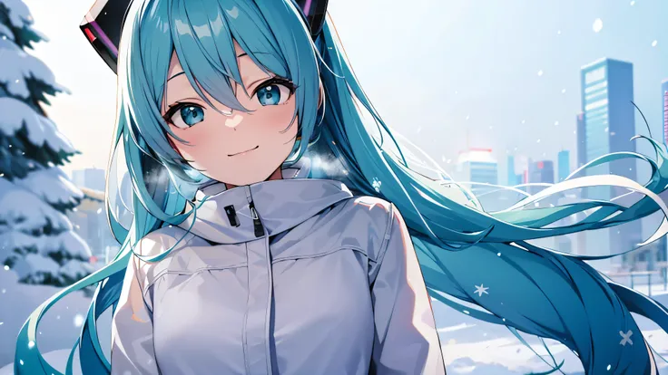  Hatsune Miku、smile、winter、snow