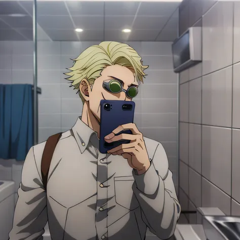 there is a man taking a selfie in a bathroom mirror, around 1 , 18 years old, taken in the early 2020s, around 20 yo, 1 , desatu...